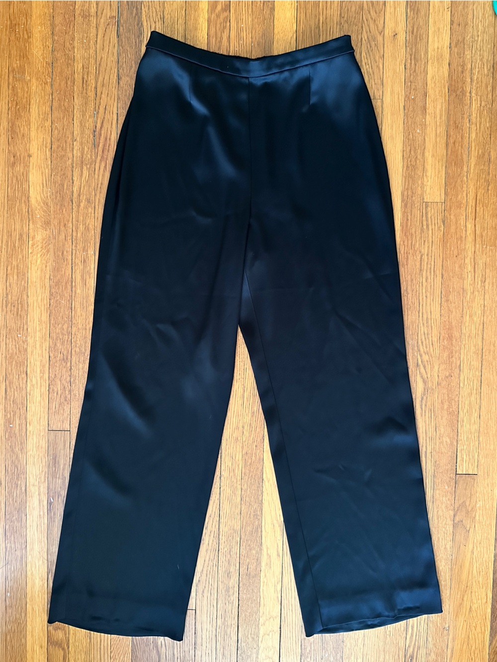 St. John Caviar Black Satin Pants